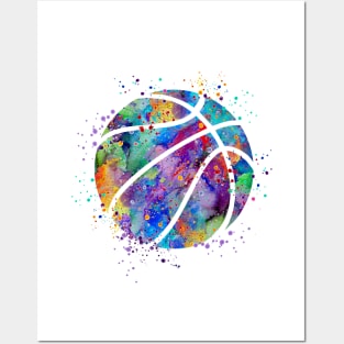 Basketball Ball Colorful Watercolor Posters and Art